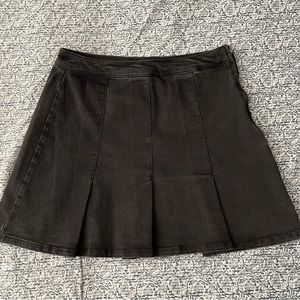 SO Black Pleated Denim Mini Skirt